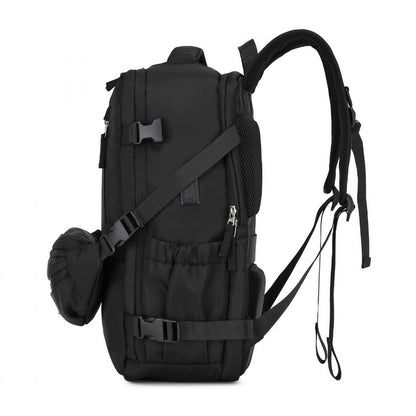 Kono Ultimate Traveler's Backpack with Detachable Waist Pack and Integrated USB/Type-C Charging Ports (EQ2406) - Black