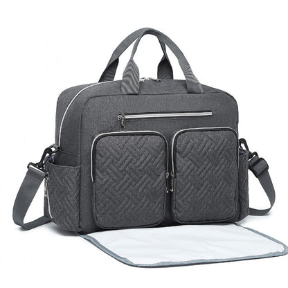 Kono Versatile Diaper Changing Tote Bag with Built-In Changing Mat Thermal Insulation Waterproof Design (EQ2411) - Dark Grey