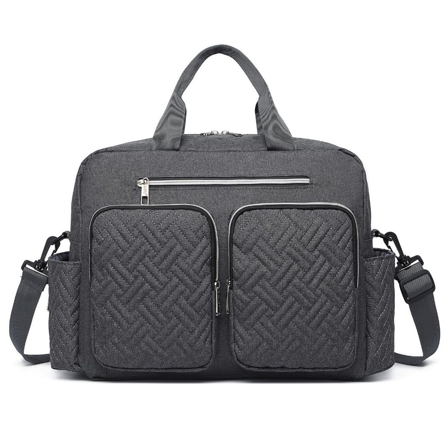 Kono Versatile Diaper Changing Tote Bag with Built-In Changing Mat Thermal Insulation Waterproof Design (EQ2411) - Dark Grey