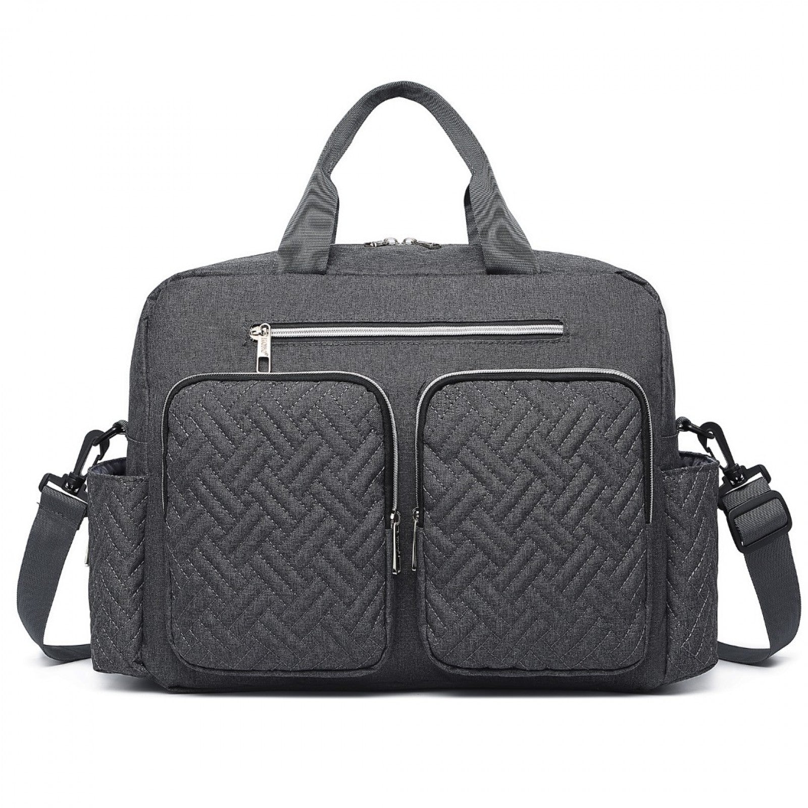 Kono Versatile Diaper Changing Tote Bag with Built-In Changing Mat Thermal Insulation Waterproof Design (EQ2411) - Dark Grey