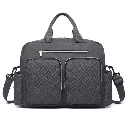 Kono Versatile Diaper Changing Tote Bag with Built-In Changing Mat Thermal Insulation Waterproof Design (EQ2411) - Dark Grey