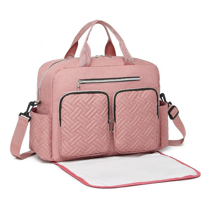 Kono Versatile Diaper Changing Tote Bag with Built-In Changing Mat Thermal Insulation Waterproof Design (EQ2411) - Pink