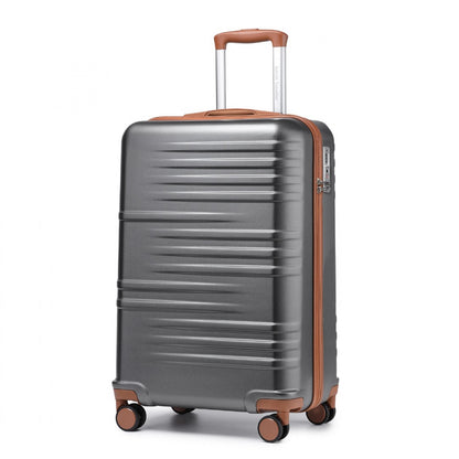 British Traveller Durable Polycarbonate and ABS Hard Shell Suitcase With TSA Lock (K2391L) - Grey & Brown