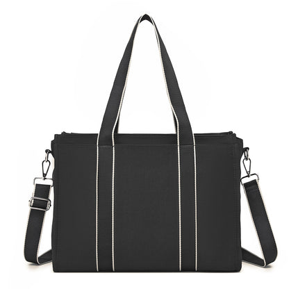 Miss Lulu Wearproof Large Capacity Tote Bag with 15.6” Laptop Sleeve, Dual Carry Options for Business and Everyday Use (HBM2604) - Black