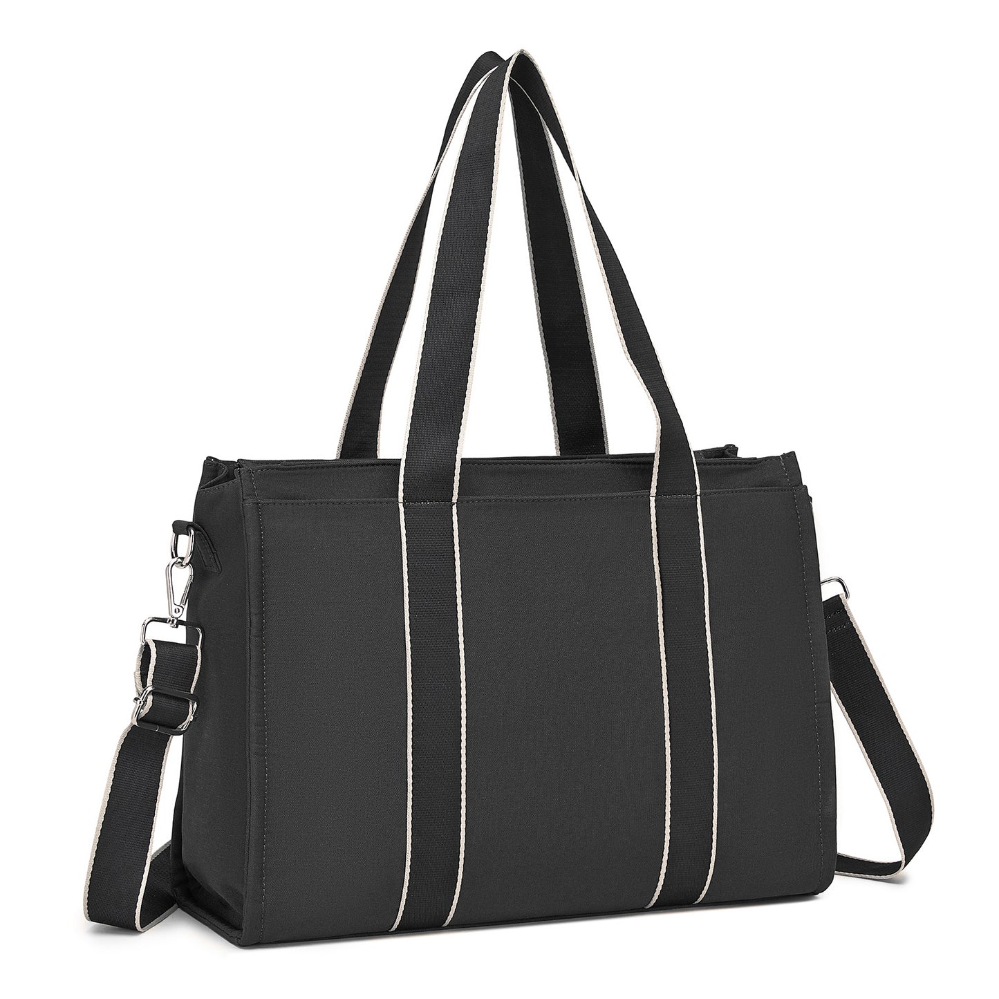 Miss Lulu Wearproof Large Capacity Tote Bag with 15.6” Laptop Sleeve, Dual Carry Options for Business and Everyday Use (HBM2604) - Black