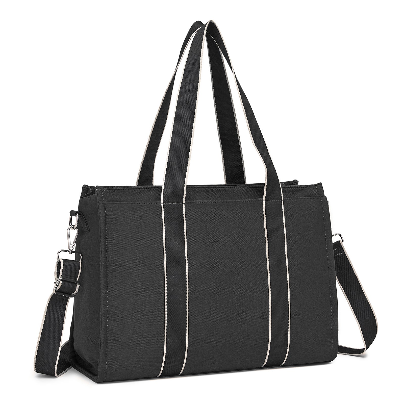 Miss Lulu Wearproof Large Capacity Tote Bag with 15.6” Laptop Sleeve, Dual Carry Options for Business and Everyday Use (HBM2604) - Black
