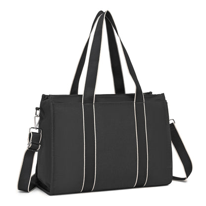 Miss Lulu Wearproof Large Capacity Tote Bag with 15.6” Laptop Sleeve, Dual Carry Options for Business and Everyday Use (HBM2604) - Black