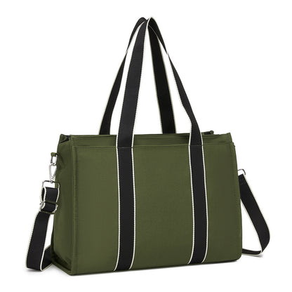 Miss Lulu Wearproof Large Capacity Tote Bag with 15.6” Laptop Sleeve, Dual Carry Options for Business and Everyday Use (HBM2604) - Green