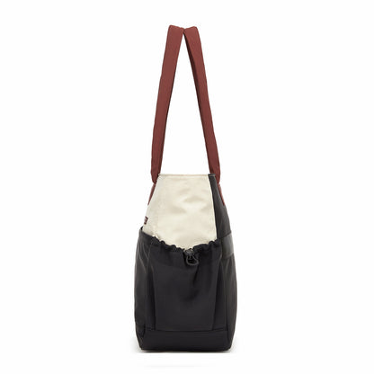 Miss Lulu Chic Roomy Ladies Shoulder Tote Bag, with 15.6-inch Laptop Sleeve and Luggage Strap for Daily Use (HBM2611) - Beige & Black