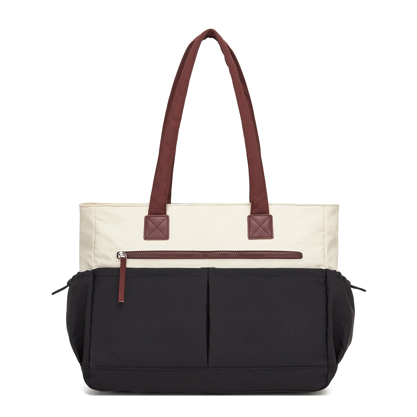 Miss Lulu Chic Roomy Ladies Shoulder Tote Bag, with 15.6-inch Laptop Sleeve and Luggage Strap for Daily Use (HBM2611) - Beige & Black