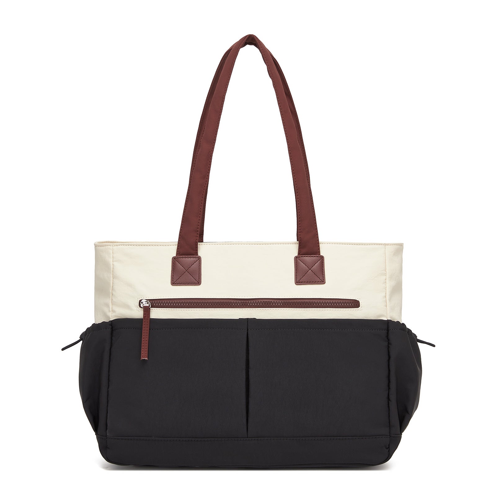 Miss Lulu Chic Roomy Ladies Shoulder Tote Bag, with 15.6-inch Laptop Sleeve and Luggage Strap for Daily Use (HBM2611) - Beige & Black