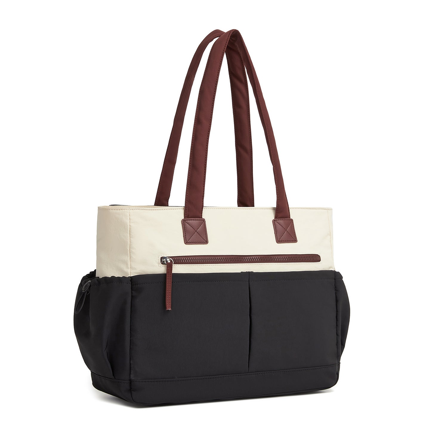 Miss Lulu Chic Roomy Ladies Shoulder Tote Bag, with 15.6-inch Laptop Sleeve and Luggage Strap for Daily Use (HBM2611) - Beige & Black