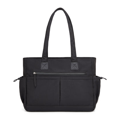 Miss Lulu Chic Roomy Ladies Shoulder Tote Bag, with 15.6-inch Laptop Sleeve and Luggage Strap for Daily Use (HBM2611) - Black