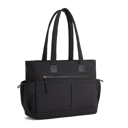 Miss Lulu Chic Roomy Ladies Shoulder Tote Bag, with 15.6-inch Laptop Sleeve and Luggage Strap for Daily Use (HBM2611) - Black