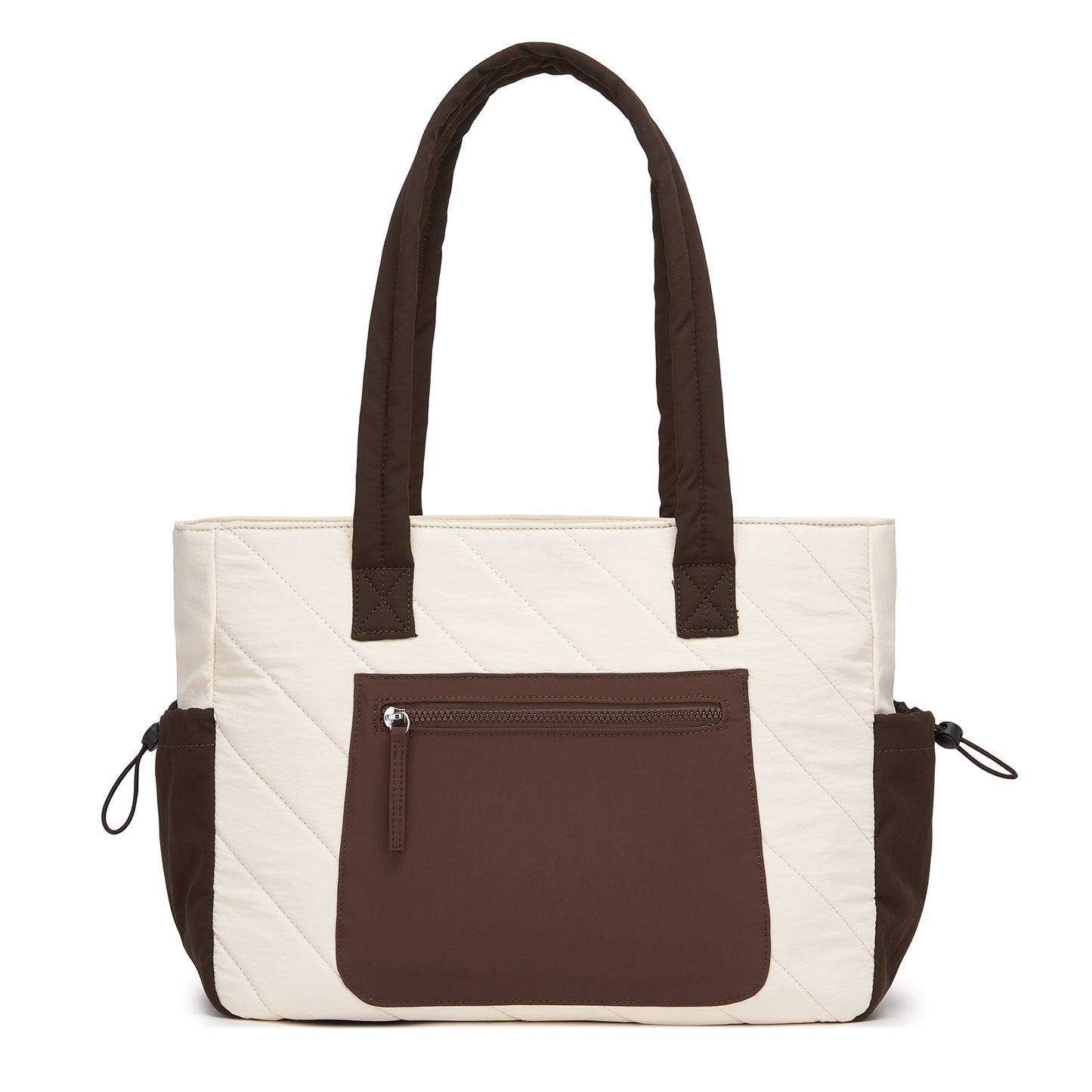 Miss Lulu Minimalist Durable Shoulder Bag for Work, School & Travel with Laptop Sleeve and Multiple Pockets (HBM2612) - Beige & Brown