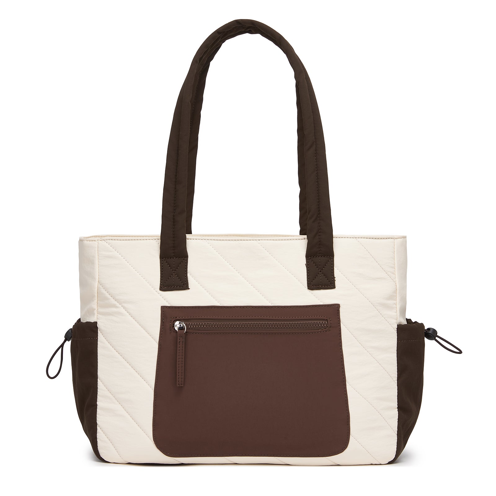 Miss Lulu Minimalist Durable Shoulder Bag for Work, School & Travel with Laptop Sleeve and Multiple Pockets (HBM2612) - Beige & Brown