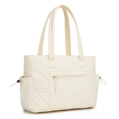 Miss Lulu Minimalist Durable Shoulder Bag for Work, School & Travel with Laptop Sleeve and Multiple Pockets (HBM2612) - Beige