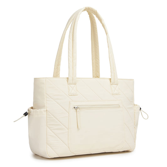 Miss Lulu Minimalist Durable Shoulder Bag for Work, School & Travel with Laptop Sleeve and Multiple Pockets (HBM2612) - Beige