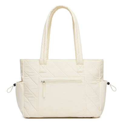 Miss Lulu Minimalist Durable Shoulder Bag for Work, School & Travel with Laptop Sleeve and Multiple Pockets (HBM2612) - Beige