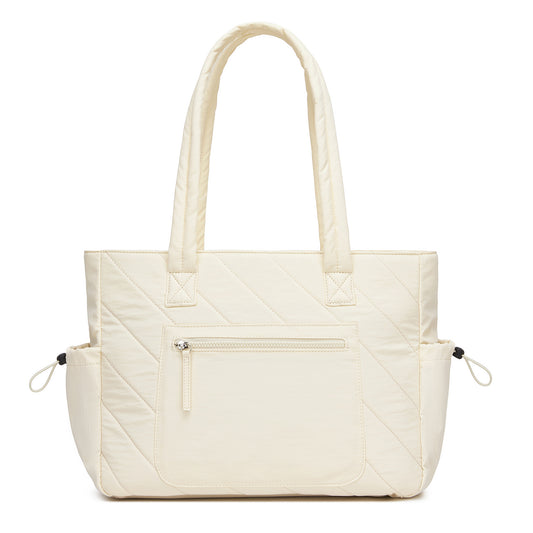 Miss Lulu Minimalist Durable Shoulder Bag for Work, School & Travel with Laptop Sleeve and Multiple Pockets (HBM2612) - Beige