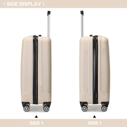 Kono ABS+PC Hard Shell Luggage with Vertical Stripes Ideal for (K1773-1L) - Beige