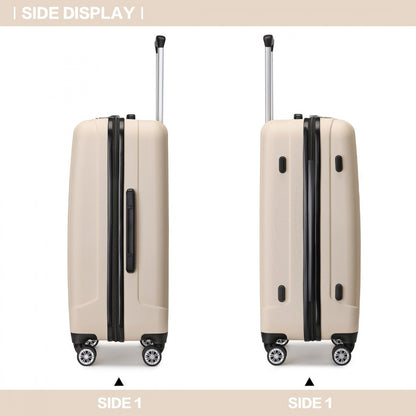 Kono ABS+PC Hard Shell Luggage with Vertical Stripes Ideal for (K1773-1L) - Beige