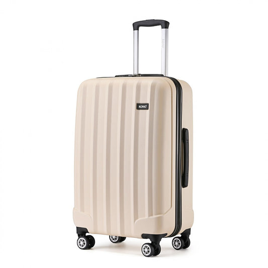 Beige Kono 24 inch striped hard shell suitcase