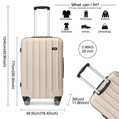Kono ABS+PC Hard Shell Luggage with Vertical Stripes Ideal for (K1773-1L) - Beige