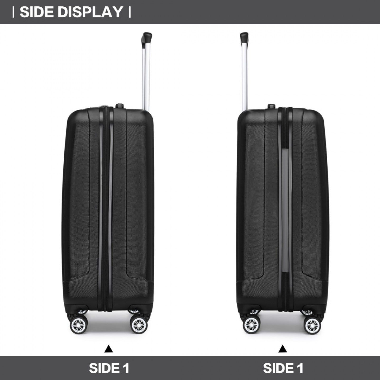 Kono ABS+PC Hard Shell Luggage with Vertical Stripes Ideal for (K1773-1L) - Black