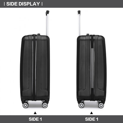 Kono ABS+PC Hard Shell Luggage with Vertical Stripes Ideal for (K1773-1L) - Black