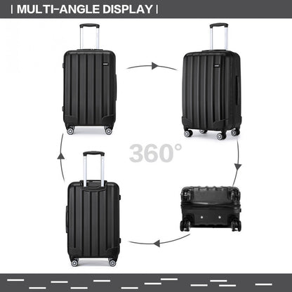 Kono ABS+PC Hard Shell Luggage with Vertical Stripes Ideal for (K1773-1L) - Black
