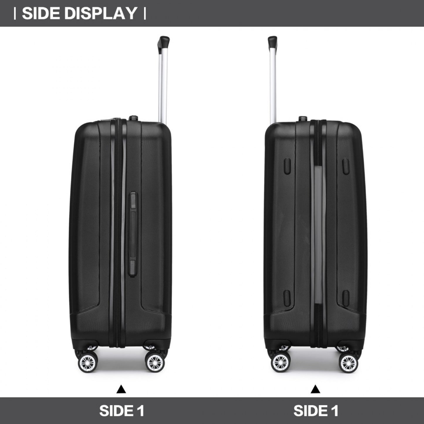 Kono ABS+PC Hard Shell Luggage with Vertical Stripes Ideal for (K1773-1L) - Black