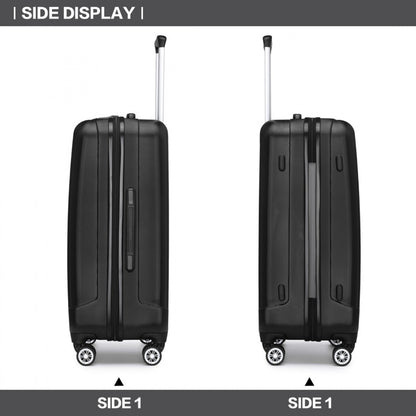 Kono ABS+PC Hard Shell Luggage with Vertical Stripes Ideal for (K1773-1L) - Black