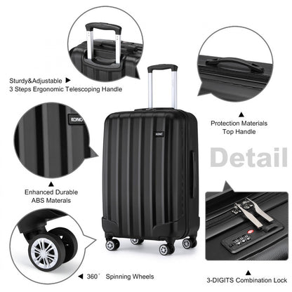 Kono ABS+PC Hard Shell Luggage with Vertical Stripes Ideal for (K1773-1L) - Black