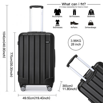 Kono ABS+PC Hard Shell Luggage with Vertical Stripes Ideal for (K1773-1L) - Black