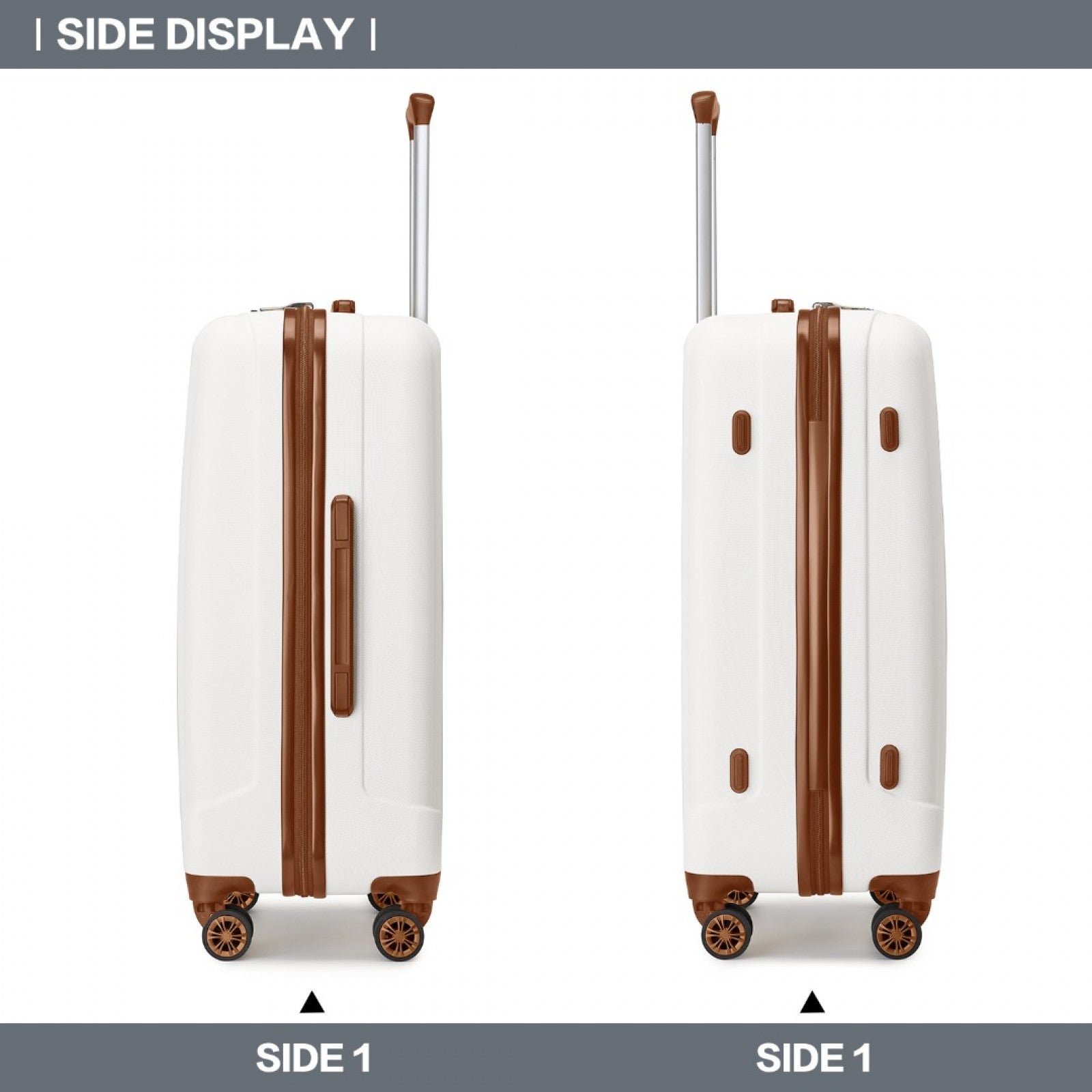 Kono ABS+PC Hard Shell Luggage with Vertical Stripes Ideal for (K1773-1L) - Cream