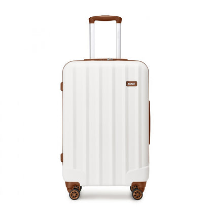 Kono ABS+PC Hard Shell Luggage with Vertical Stripes Ideal for (K1773-1L) - Cream