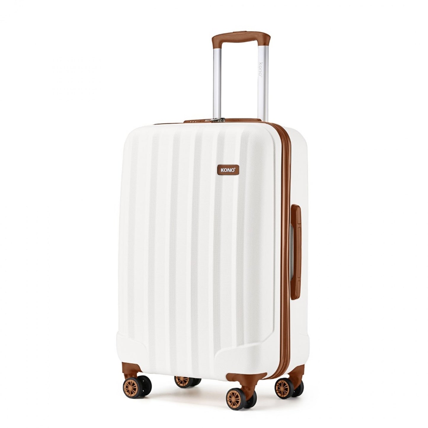 Kono ABS+PC Hard Shell Luggage with Vertical Stripes Ideal for (K1773-1L) - Cream