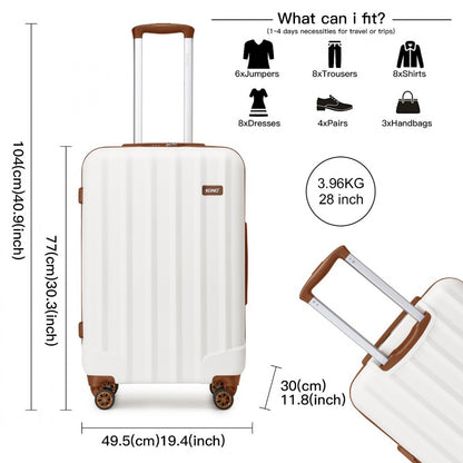 Kono ABS+PC Hard Shell Luggage with Vertical Stripes Ideal for (K1773-1L) - Cream