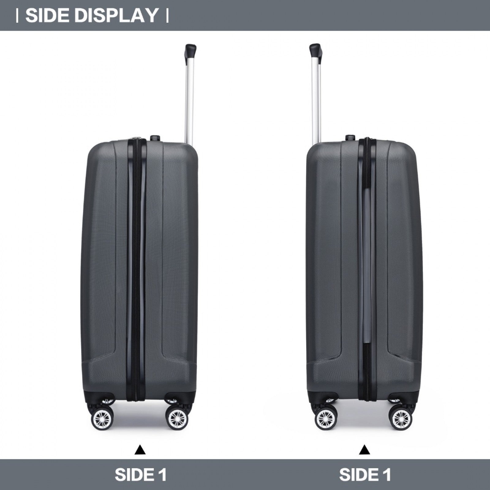 Kono ABS+PC Hard Shell Luggage with Vertical Stripes Ideal for (K1773-1L) - Grey