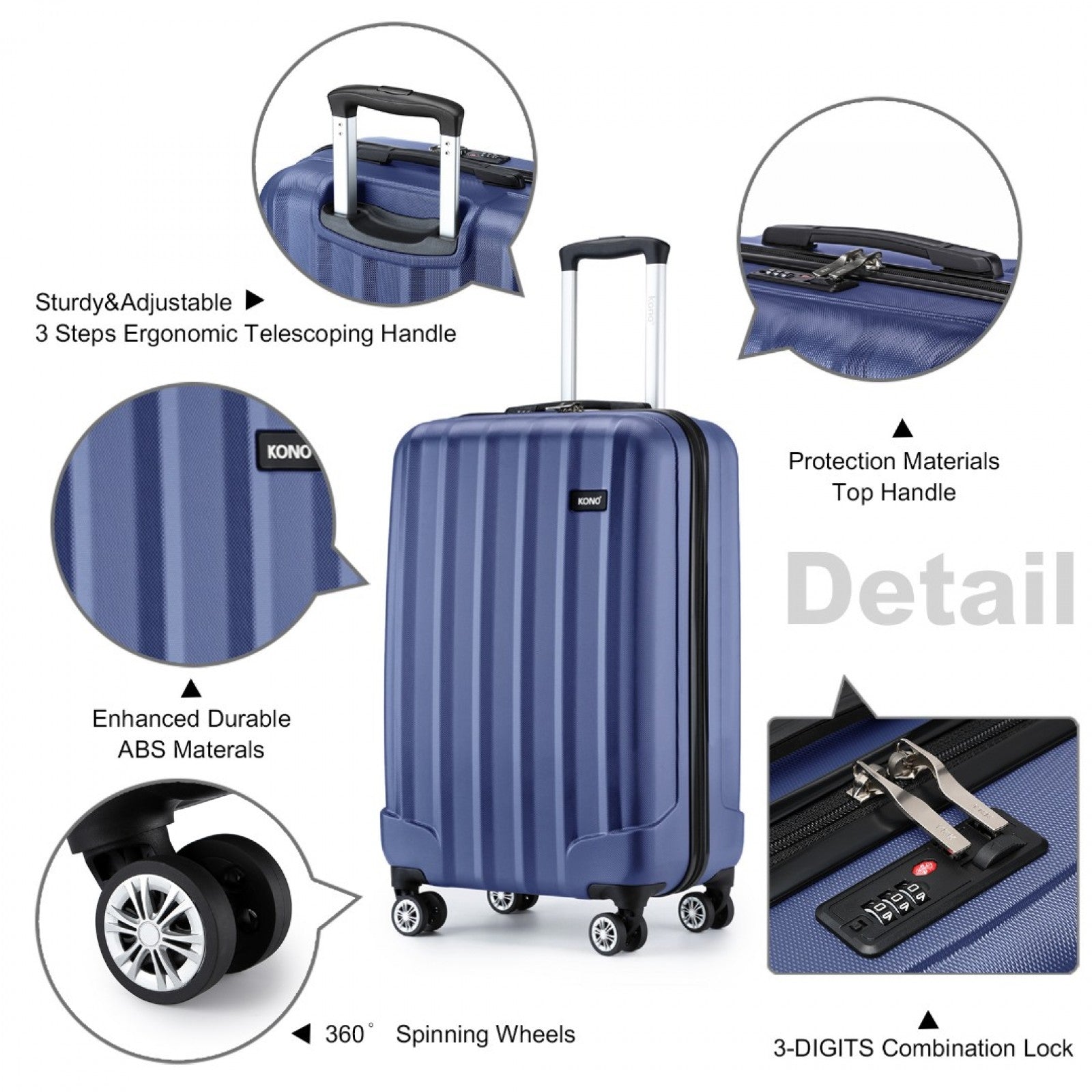 Kono navy cabin suitcase view 6