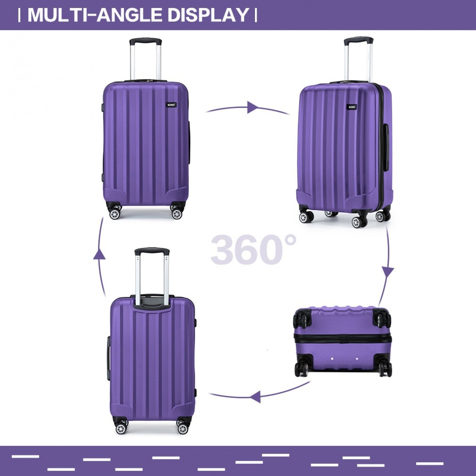 Kono ABS+PC Hard Shell Luggage with Vertical Stripes Ideal for (K1773-1L) - Purple