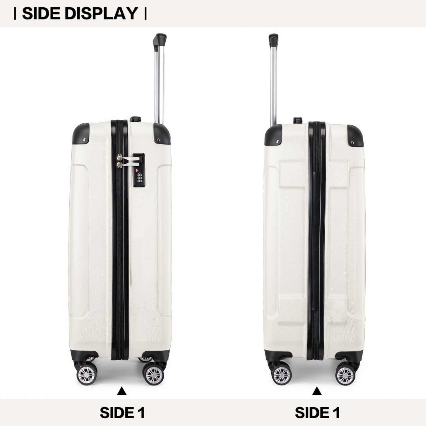 Kono ABS Lightweight Compact Hard Shell Cabin Suitcase Travel Luggage (K1777-1L) - Beige