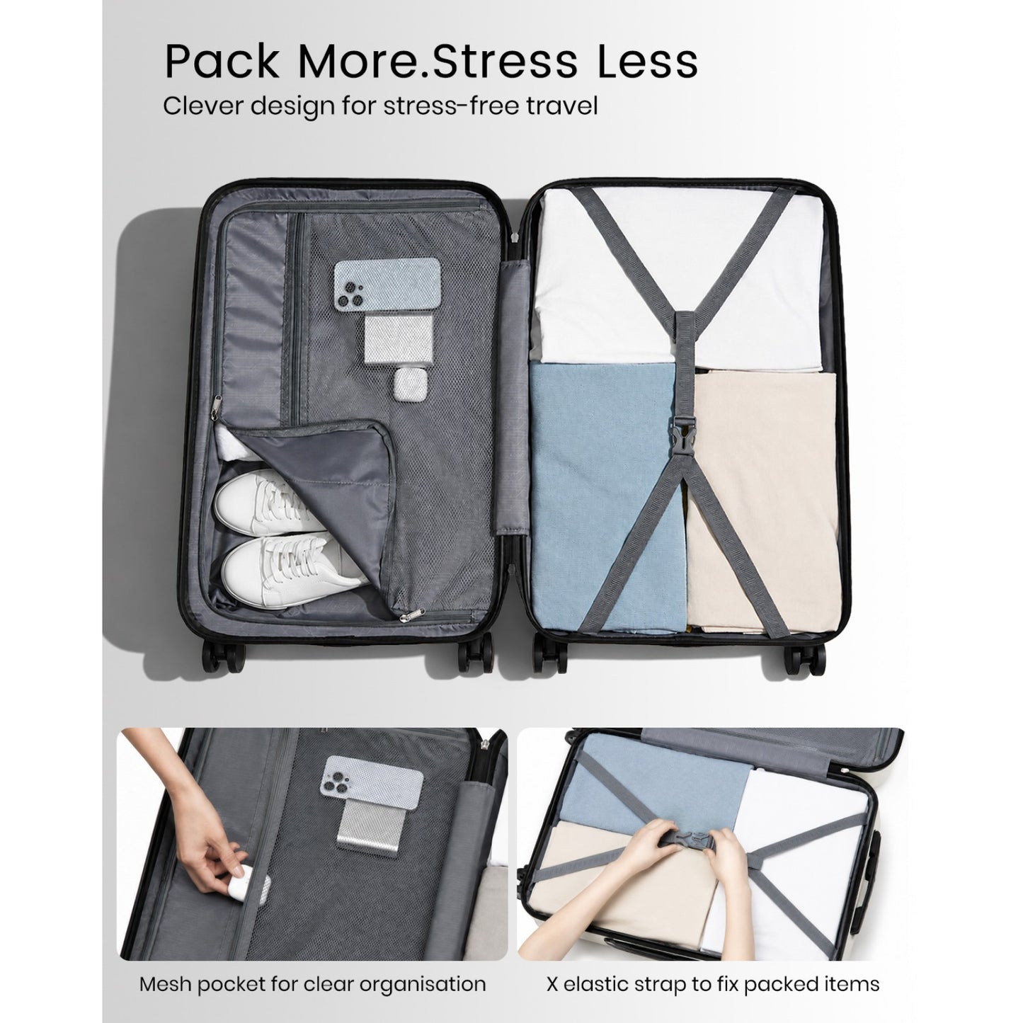 Kono beige cabin suitcase detail view