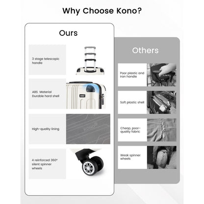 Kono beige cabin suitcase interior view 3