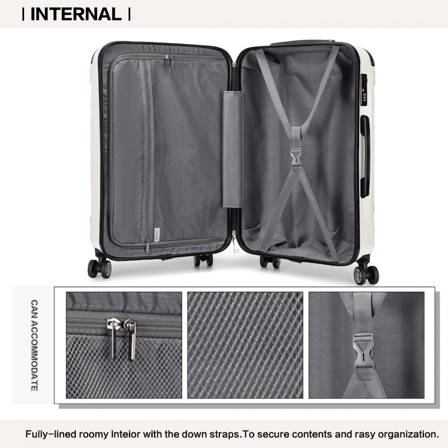 Kono beige 28 inch suitcase view 9