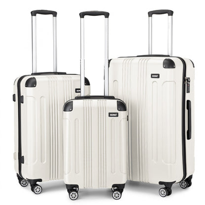 Kono beige three piece luggage set front view