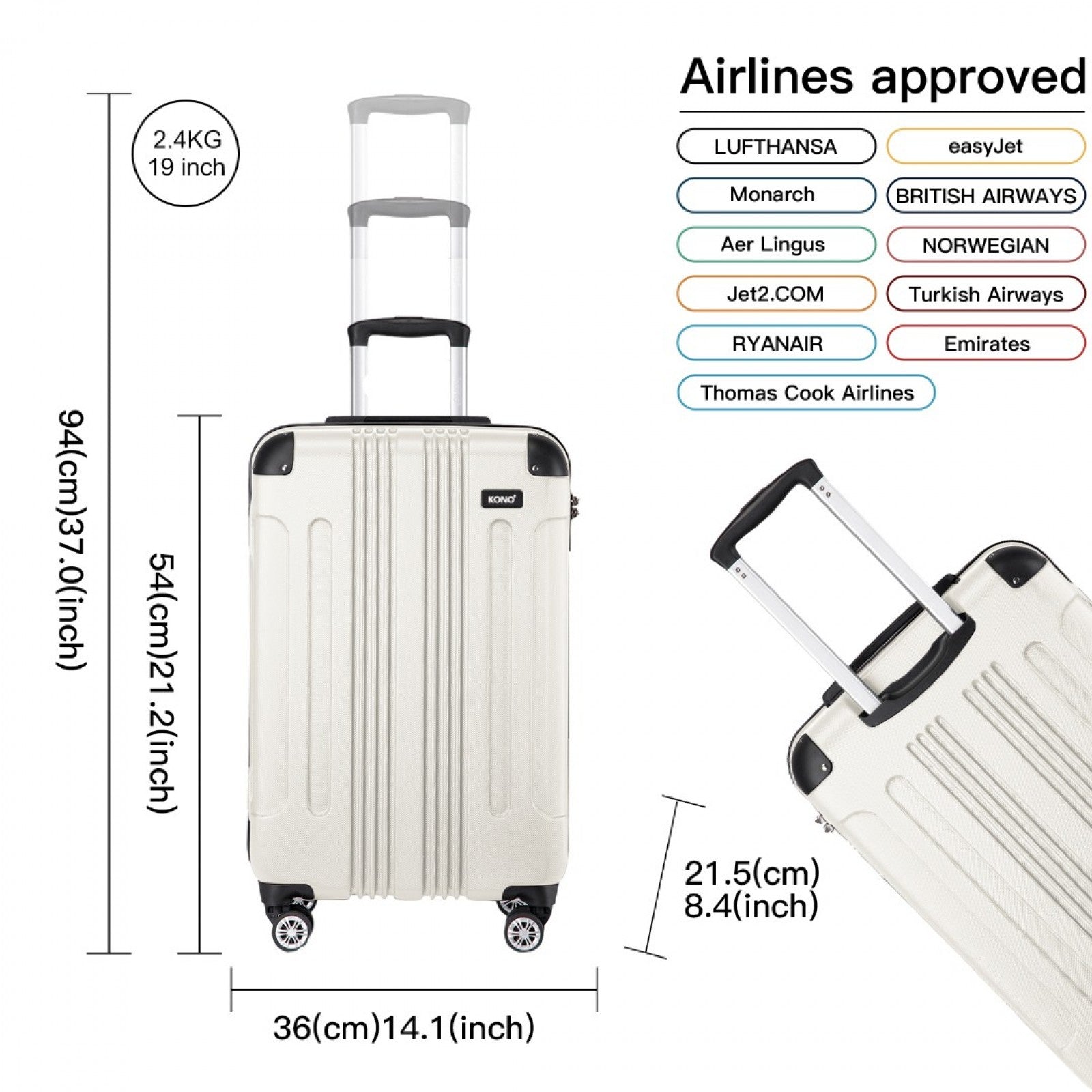 Kono beige luggage set view 4