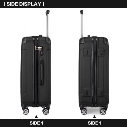 Kono ABS Lightweight Compact Hard Shell Cabin Suitcase Travel Luggage (K1777-1L) - Black