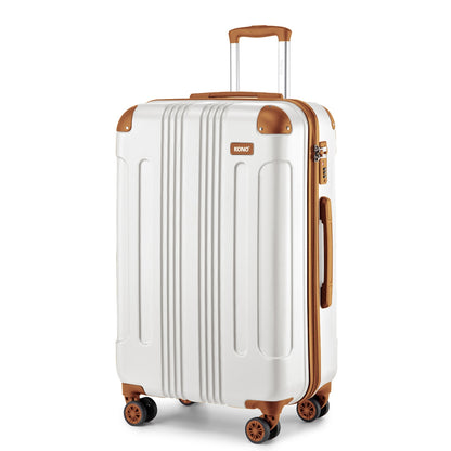 Kono ABS Lightweight Compact Hard Shell Cabin Suitcase Travel Luggage (K1777-1L) - Cream
